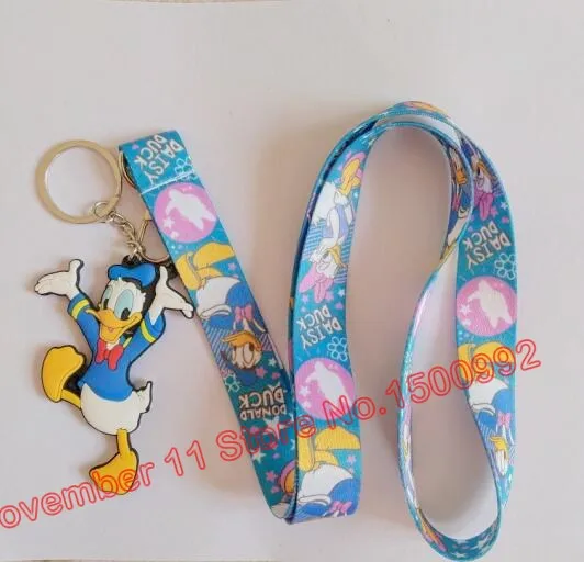

New 1Pcs Donald Duck Cartoon Neck Straps Lanyards key ID Card + Donald Duck Key chain QW-533