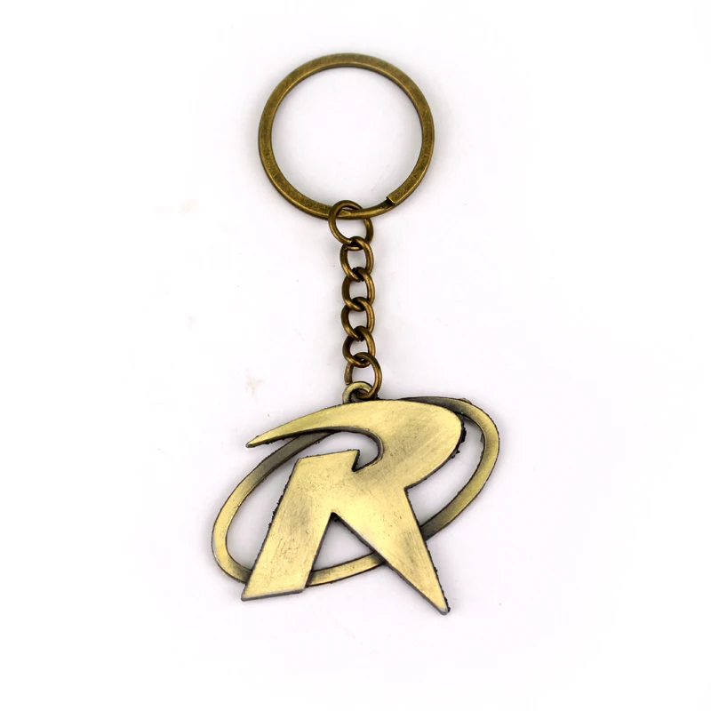 

DC Comics Super Hero Batman Robin R Mark Logo Key Chain Ring Superhero Batman Bronze Plated Metal Pendant Keychain Key Ring