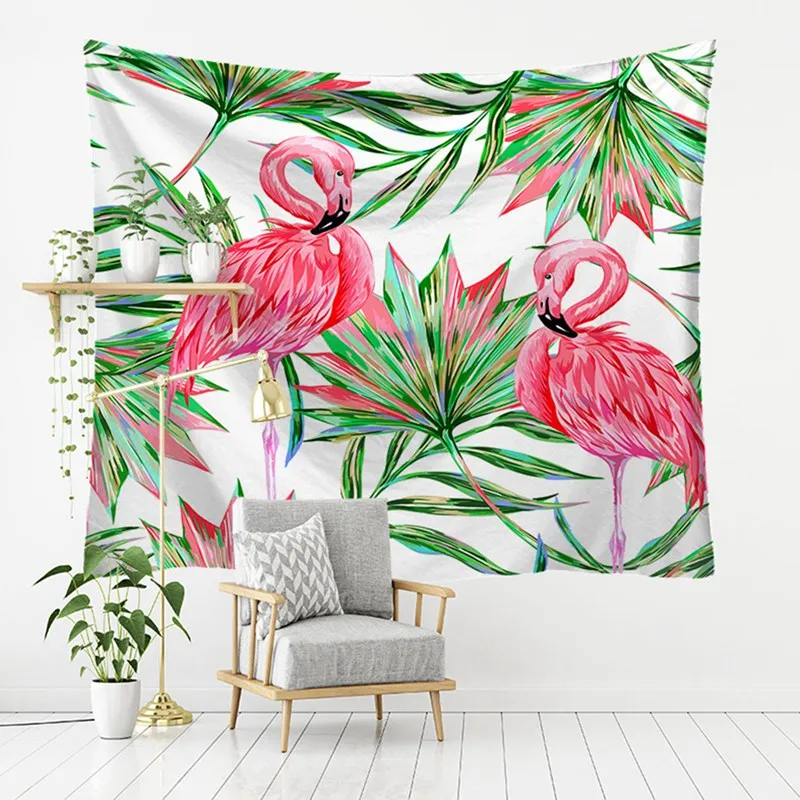 Summer Square Beach Towel Flamingo Green Leaf Flower Printed Tapestry Picnic Throw Microfiber Towel Bohemia Home Decor Mats