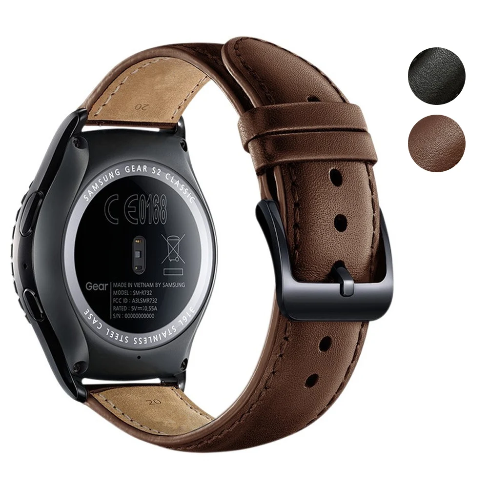 

20mm Watch Bands Genuine Leather Strap For Samsung Gear S2 Classic Smart Watch Replacement Wristband Accessories for Amazfit BIP