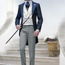 Новое поступление мужские Костюмы Groomsmen Пик нагрудные жениха Смокинги для женихов одна кнопка полосы свадебные Best человек костюм(куртка+ Брюки для девочек+ галстук+ жилет) a80