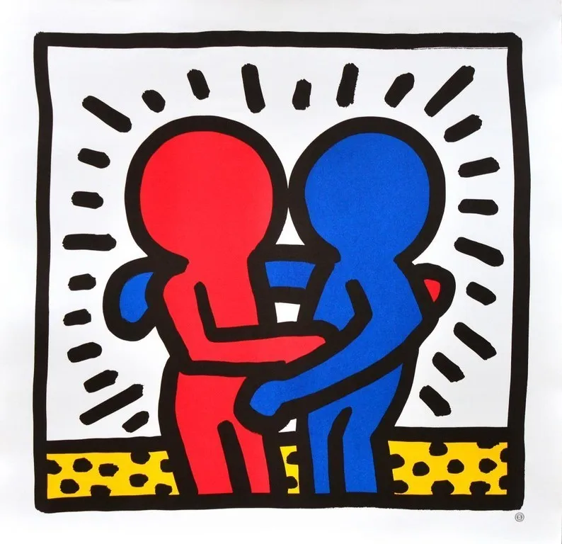 

Keith Haring's artworks-love hand painted on canvas POP ART oil painting on canvas H-008