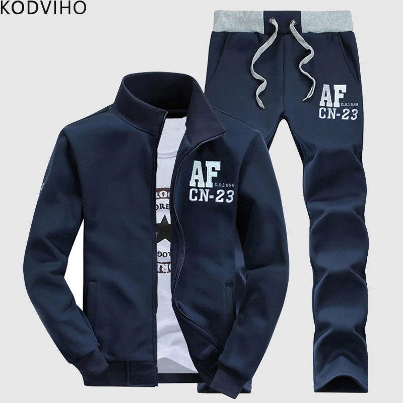 

Spring Autumn Tracksuit Men Casual Track Suit Two Piece Sets Stand Collar Sweatshirt+Sweatpant Track Suits College Tracksuits