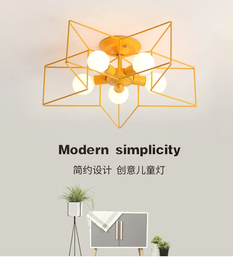 Artpad Современная звезда потолочные светильники для детской комнаты гостиной спальни освещение E27 светодиодный потолочный светильник для кухни розовый черный белый золотой