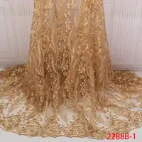 Mesh Lace Trim Laatste Afrikaanse Veters 2019 Kralen Rode Kant Borduurwerk Goud Kant Stof Bridal Kant Voor Nigeriaanse Jurken QF2288B-1