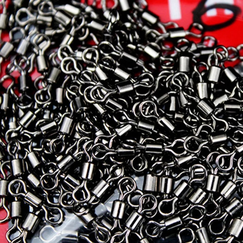

100pcs Carbon Steel swivels Bearing with safety snap solid rings rolling carp fishing accessories pesca fishhook hook jig fish