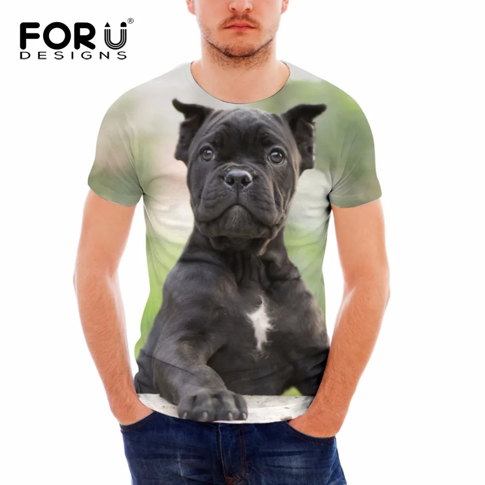 FORUDESIGNS/фирменный дизайн Для мужчин Летние футболки модные щенок Кане Корсо печати мужские короткий рукав футболки Повседневное фитнес-футболки