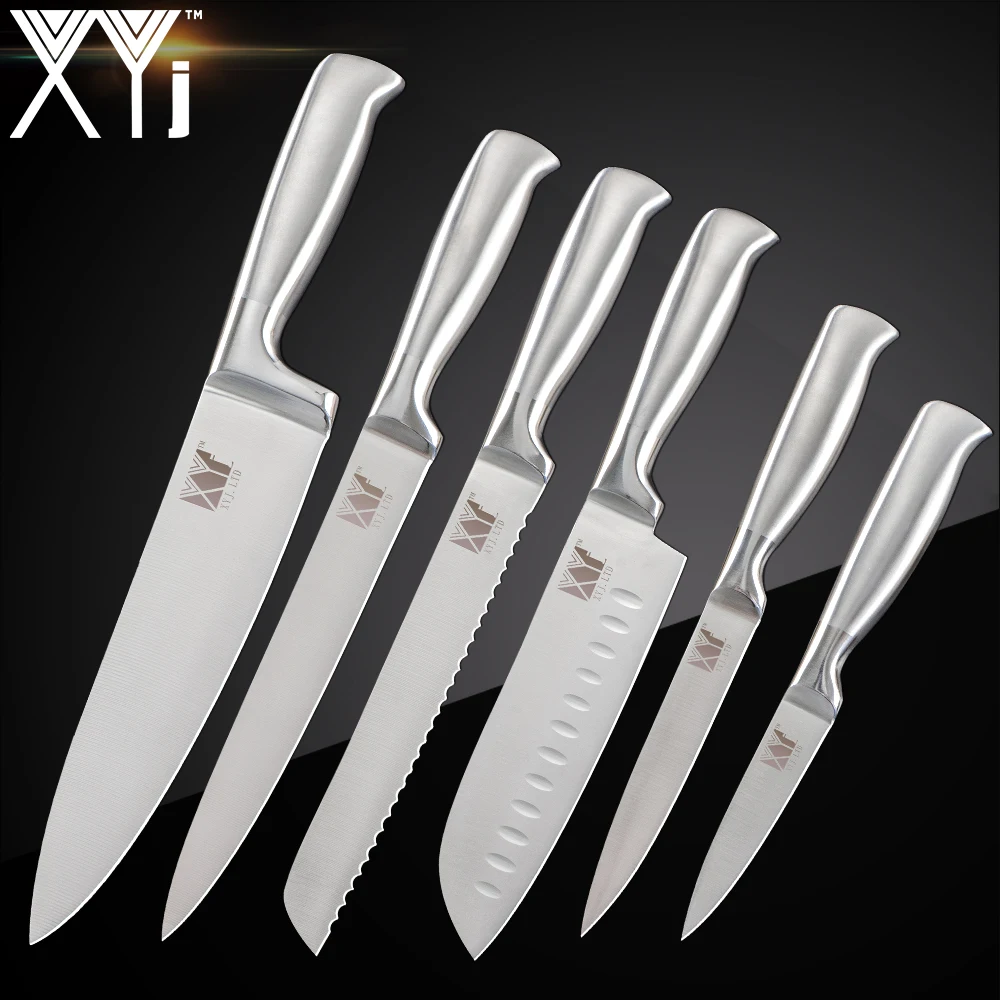 XYj Stainless Steel Kitchen Knives Holder Block Stand Paring Utility Santoku Chef Slicing Bread Kitchen Accessories Cooking Tool