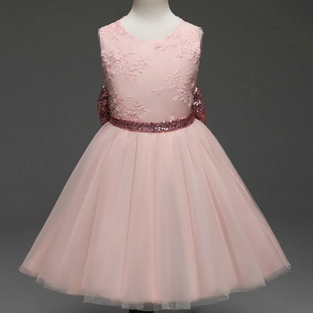 

Kids Girls Elegant Wedding Flower Girl Dress Princess Party Pageant Formal Sleeveless Lace Tulle Kids dresses for girls clothes