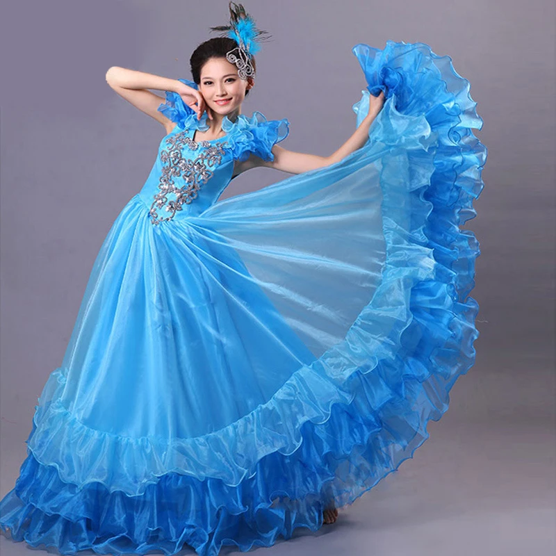 Юбка для фламенко, для взрослых, Испанская танцовщица, для фламенко, для танцев, Дамское нарядное платье, костюм, размеры S-3XL