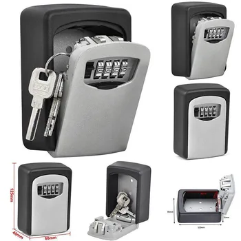 

Wall Mounted 4 Digit Combination Safe Security Key Storage Box Outdoor Indoor Settable Combination Password Lock Case Organizer