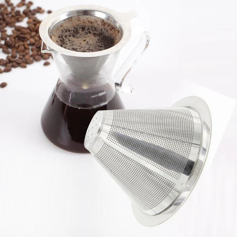  Stainless Steel Coffee Filter Coffee Dripper Pour Over Coffee Maker Drip Reusable Efficient separation Coffee Filter 