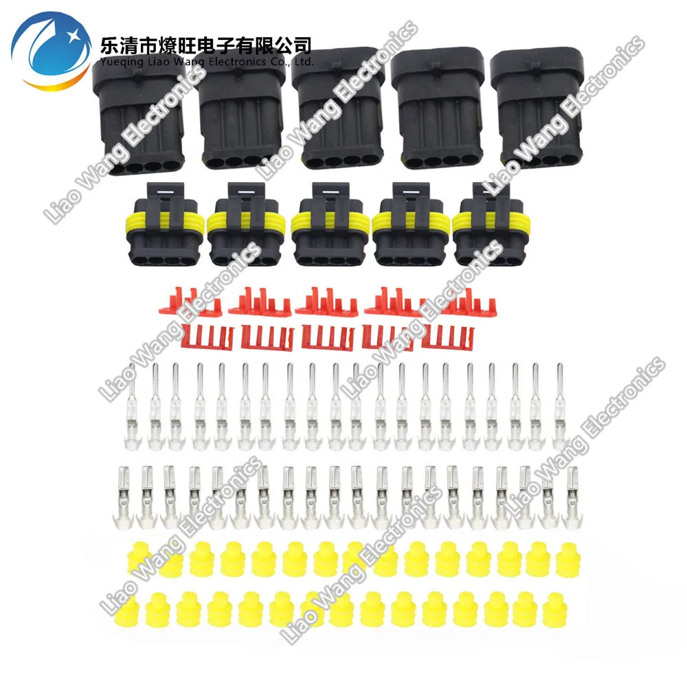 

5 Sets/Kit 4 Pin AMP 1.5 Connectors Waterproof Electrical Wire Connector DJ7041-1.5 Xenon lamp connector Automobile Connector