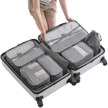 

7pcs/set Men Travel Bags Sets Waterproof Packing Cube Portable Clothing Sorting Organizer Women Luggage Accessories Product 2019