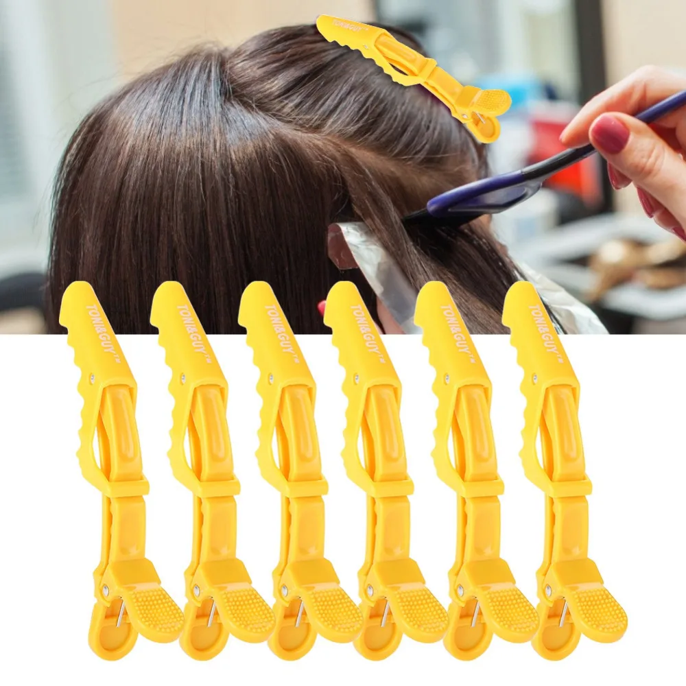 6pcs/set salon single prong hair clip crocodile hairpin anti-slip Braiding Hair Pins claw hairdressing clamps Plastic Barrettes