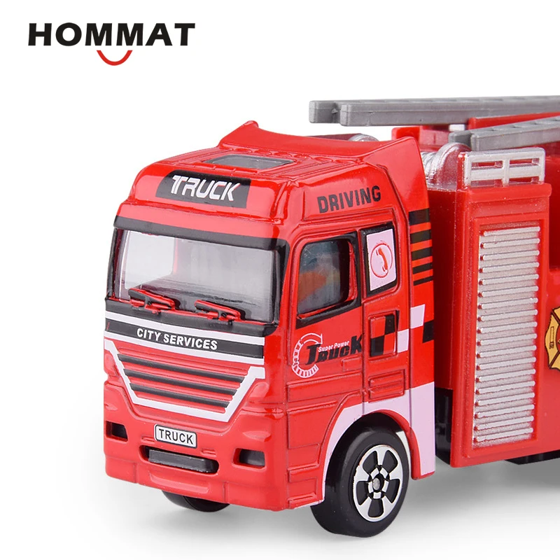 Модель пожарного двигателя HOMMAT масштаб 1:64 3 шт. пожарный автомобиль строительные