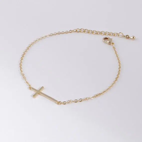 Браслет с поперечным крестом-золото/серебро 2 цвета комбинация