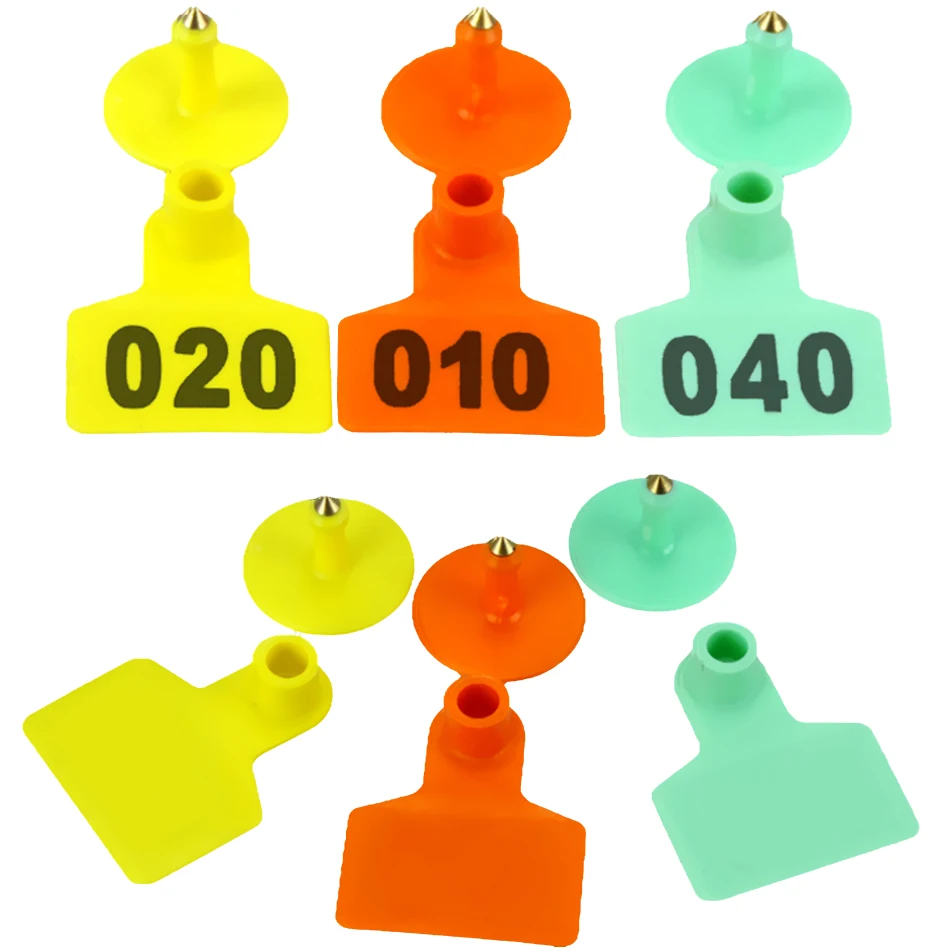 

Plastic cattle ear tag for cow farm animal identification card with copper head stud 50 pcs farm equipment free shipping