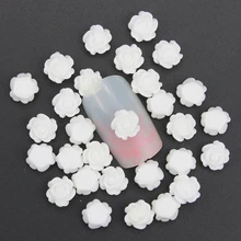 Blueness 3D 50Pcs/lot White Rose Flower Design Nail Art Decoration Resin Studs Charms Jewelry DIY Acrylic Nail Tools Tips PJ207