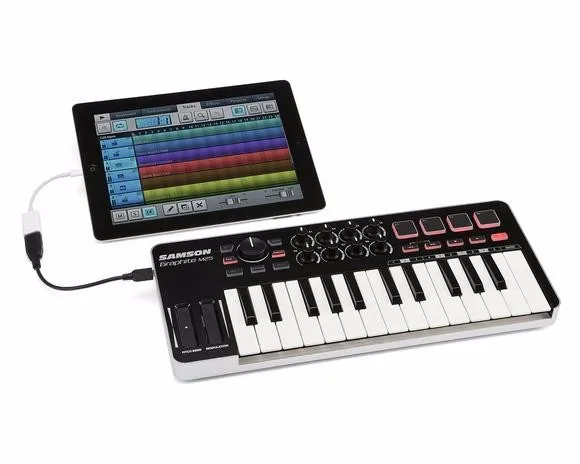 mic Samson Graphite M25 USB MIDI Keyboard Controller portable 25-key velocity-sensitive mini keyboard with USB cable for performance usb microphone