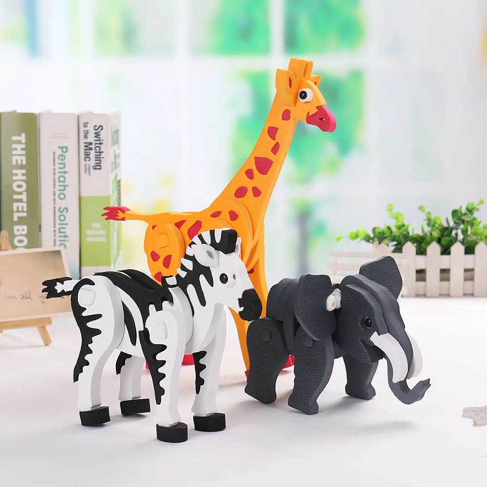 

Sweetie Animals Soft Building Blocks Toys Giraffe Elephant Zebra 3D Educational DIY Assembly Puzzle Gift for Kids Drop Shipping
