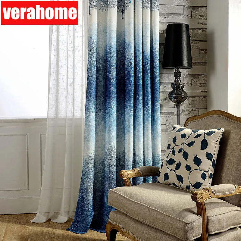 

Gradient purple blue fabric blackout curtains for living room bedroom windows Drapes Blinds home decoration