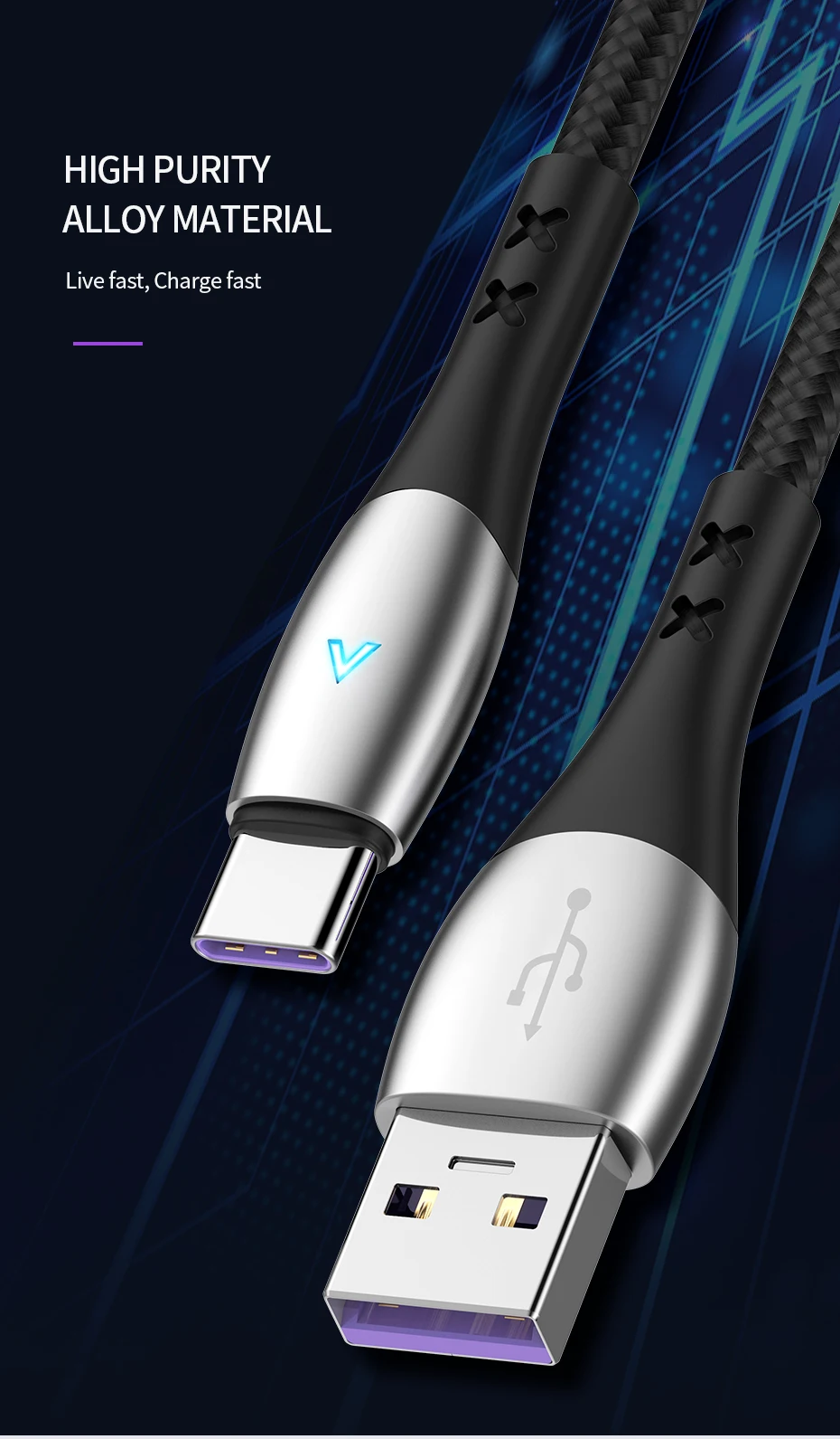 SmartDevil Быстрая зарядка USB C type C кабель 5A для huawei Lite Pro usb зарядный кабель для huawei P20 для samsung S9 Кабель-адаптер