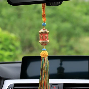 

Car Pendant Buddhist Tibetan Prayer Wheel With Tassel Auto Interior Rearview Mirrorr Decoration Hanging Ornaments Accessories