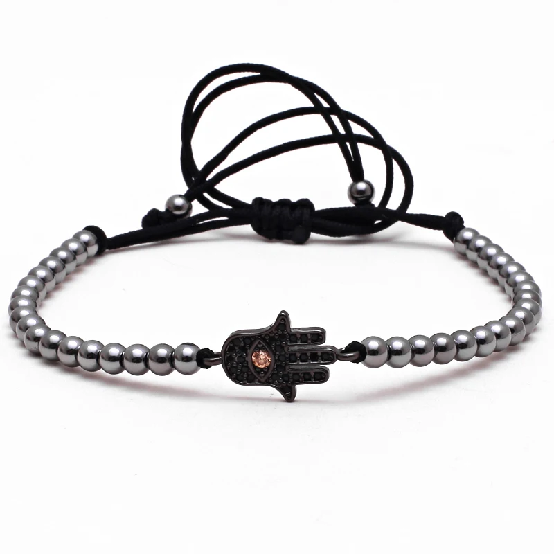 Mcllroy Brand Charm Fatima Hand Hamsa Bracelets For Women Femme Pulseras Pulsera Cuerda Micro inlay zircon eye Femal Male