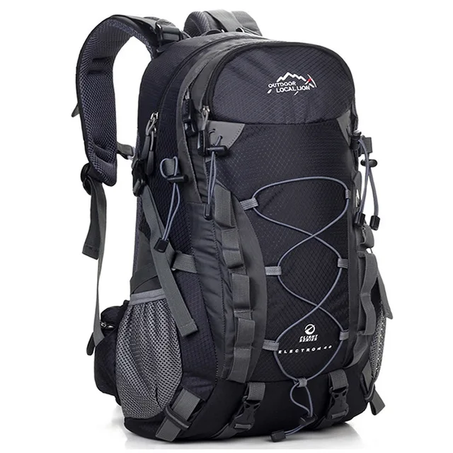 Местная спортивная сумка с изображением Льва, 40 л, рюкзак для альпинизма, функциональные мужские и женские сумки Bolsas Femininas, походная сумка для путешествий - Цвет: Black