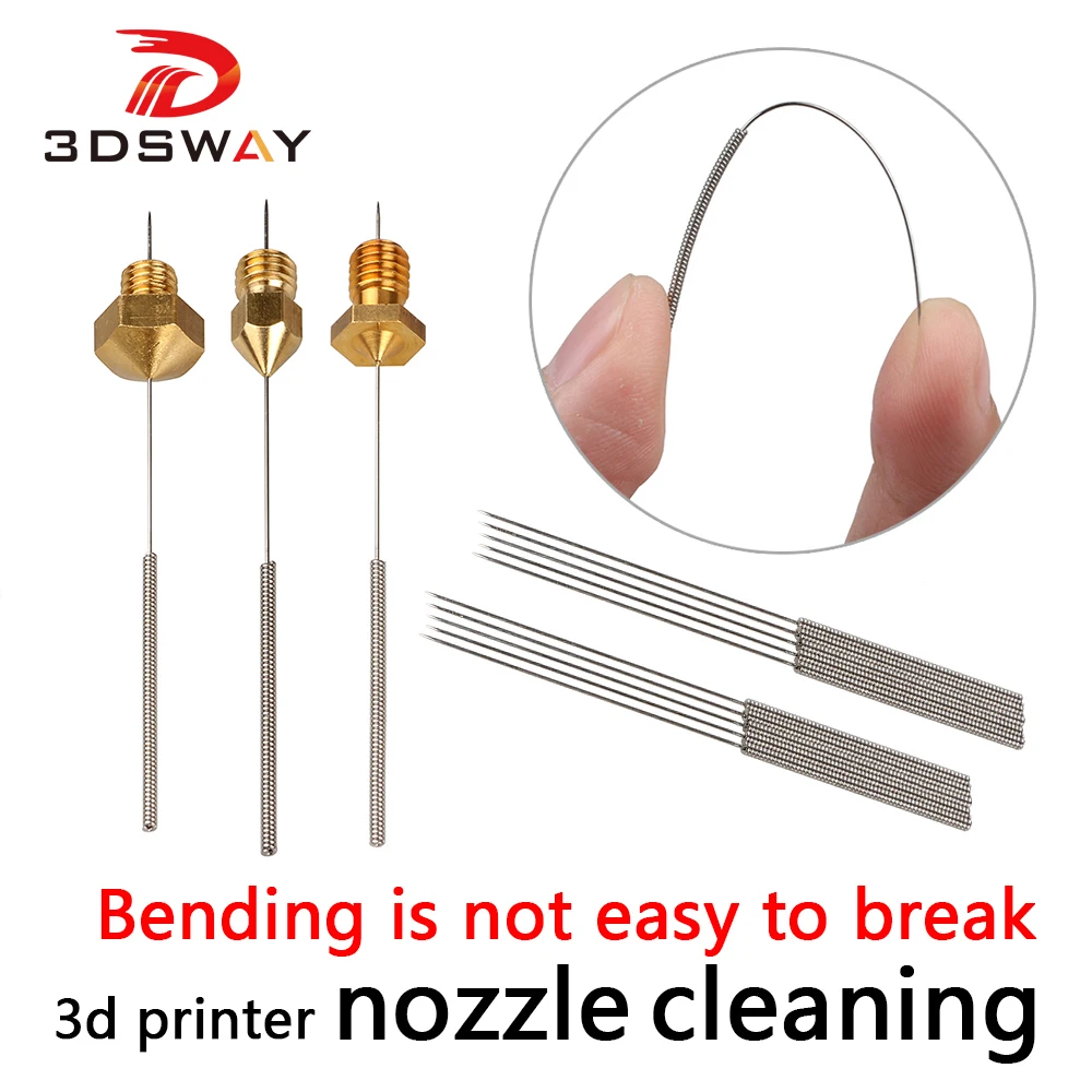 Free Shipping 3D Printer accessories tool Bendable Drill Bit for Cleaning of 3D Printer Hotend 0.2mm 0.3mm 0.4mm Nozzle 10pcs