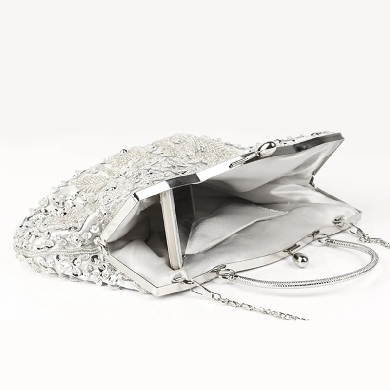 Women's Vintage Kiss Lock Beaded Sequin Flower Evening Bag Clutch Wedding Purse Women's Vintage Kiss Lock Beaded Sequin Flower Evening Bag Clutch Wedding Purse