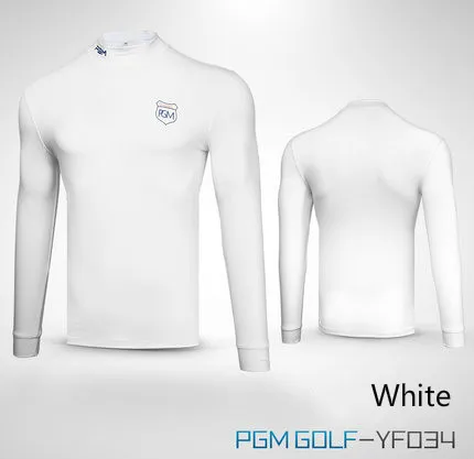 PGM Golf primer shirt Мужская футболка с длинным рукавом бархатные колготки Весенняя Спортивная одежда для мужчин 3 цвета черный белый серый размер S-XXL - Цвет: White