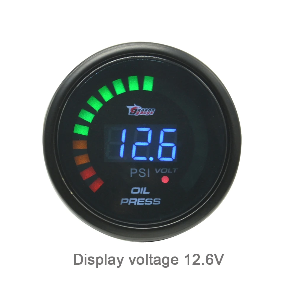 2 дюйма(52 мм) солнцезащитные очки СВЕТОДИОДНЫЙ Цифровой Автомобильный датчик давления масла и вольтметр