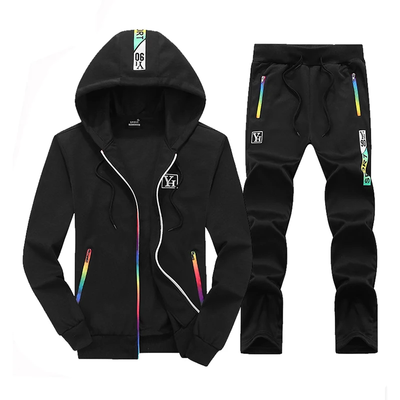 

tracksuit Mens Hooded Clothing Sportswear Patchwork Sweat Homme Casual Men Tracksuits Sets Two Pieces Sporting Jacket and Pants