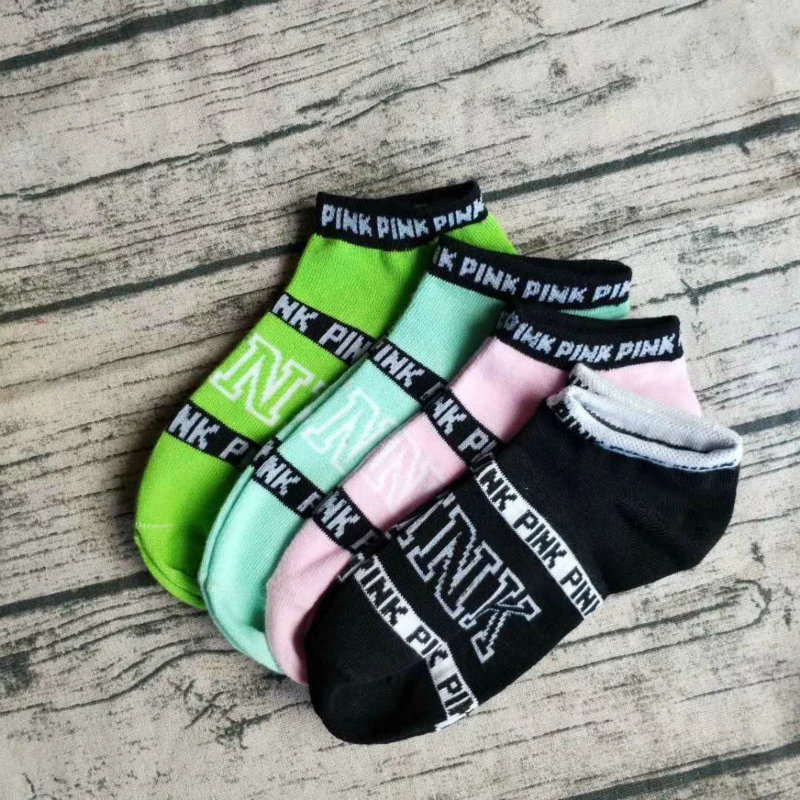 wholesale Hot PINK socks new unisex cotton mix random color not can choose Harajuku(pink) letters Happy sport ankle Sock