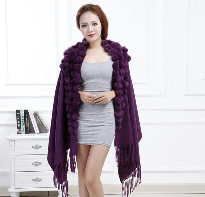 winter scarf women real fur shawls (11)