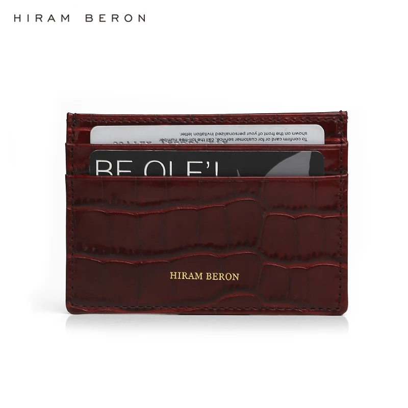 Hiram Beron Make Your Own Case Italian Leather Card Holder Womens Thin Wallet Crocodie Pattern dropship Hiram Beron Make Your Own Case Italian Leather Card Holder Womens Thin Wallet Crocodie Pattern dropship
