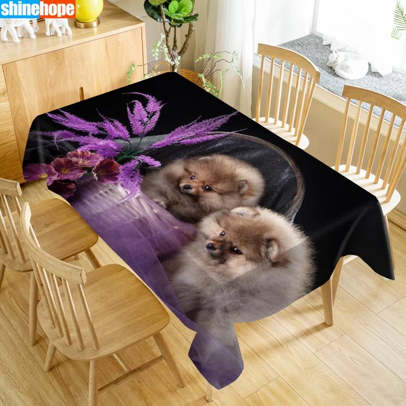  Custom Japanese Spitz Table Cloth Oxford Print Rectangular Waterproof Oilproof Animals Table Cover 