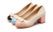 HOT 2016 new Ladies Shoes Round Toe Square High Heel PU leather Ankle Woman Pumps Women OL work SHOES plus Size 34-43
