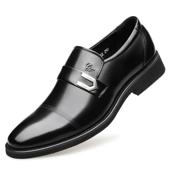 

2020 New Men's Quality Genuine Leather Shoes Crocodile pattern Shoes Size 37-44 Black Soft Man Top Real Business Leather Shoes