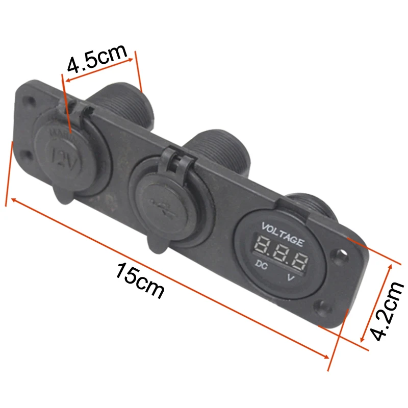 Универсальный 3 в 1 12 в водонепроницаемый 2.1A двойной USB порт зарядное устройство для машины, лодки, мотоцикла прикуривателя светодиодный цифровой дисплей Вольтметр