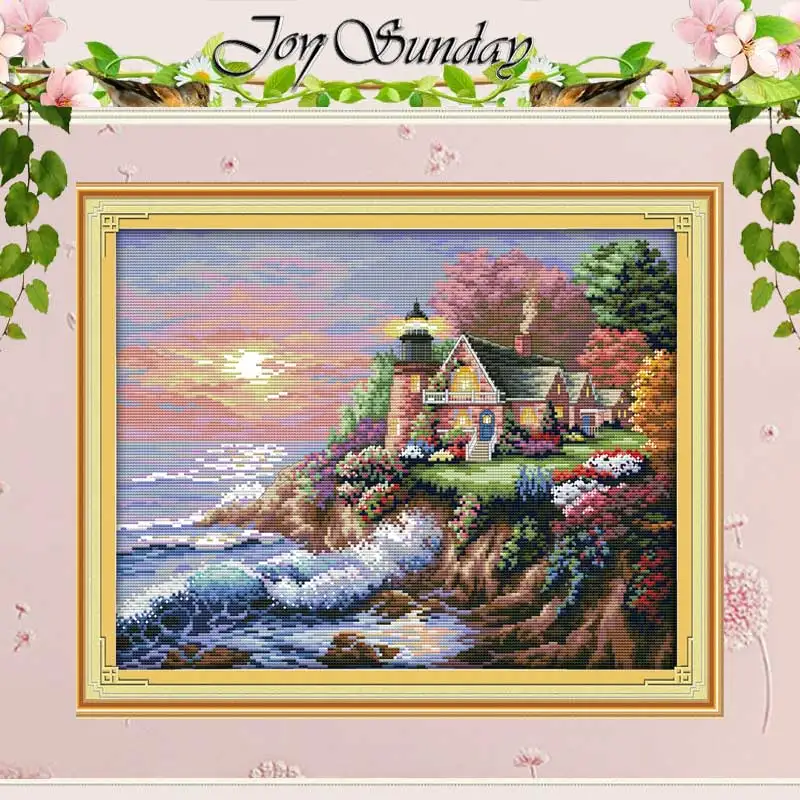 

The Seaside Lighthouse Counted Cross Stitch 11CT 14CT Cross Stitch Sets Wholesale Scenic Cross-stitch Kits Embroidery Needlework