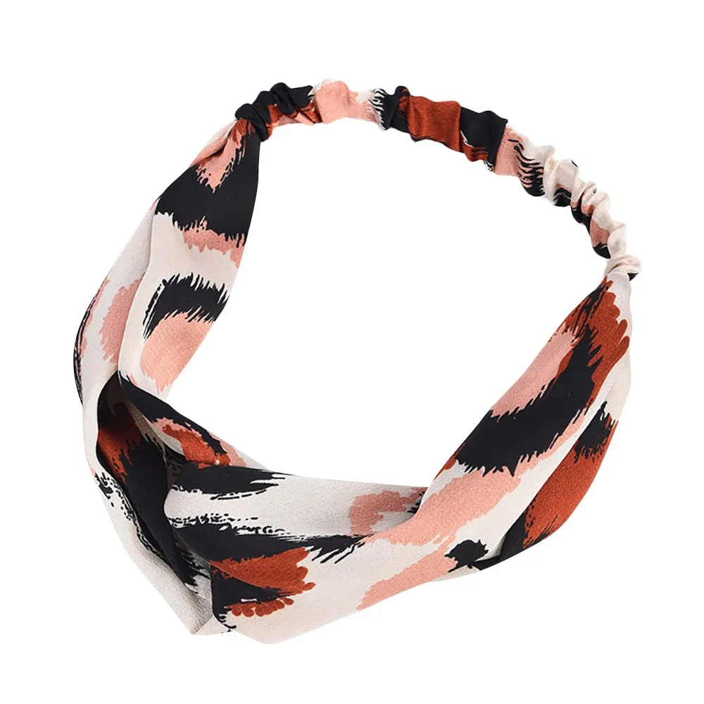 

Bohemia Boho Leopard Twist Knot Wide Headband Elastic Wrap Rabbit Ea Turban Hair Headpiece Bandana Band Yoga Sport Ladies