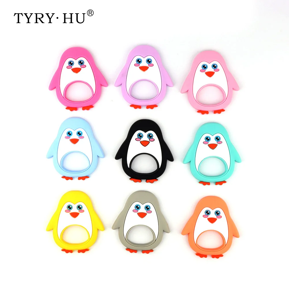 

TYRY.HU 1pieces Silicone Penguin Teether Baby Teething Necklace Pendant Nursing MOM Accessories BPA Free Silicone