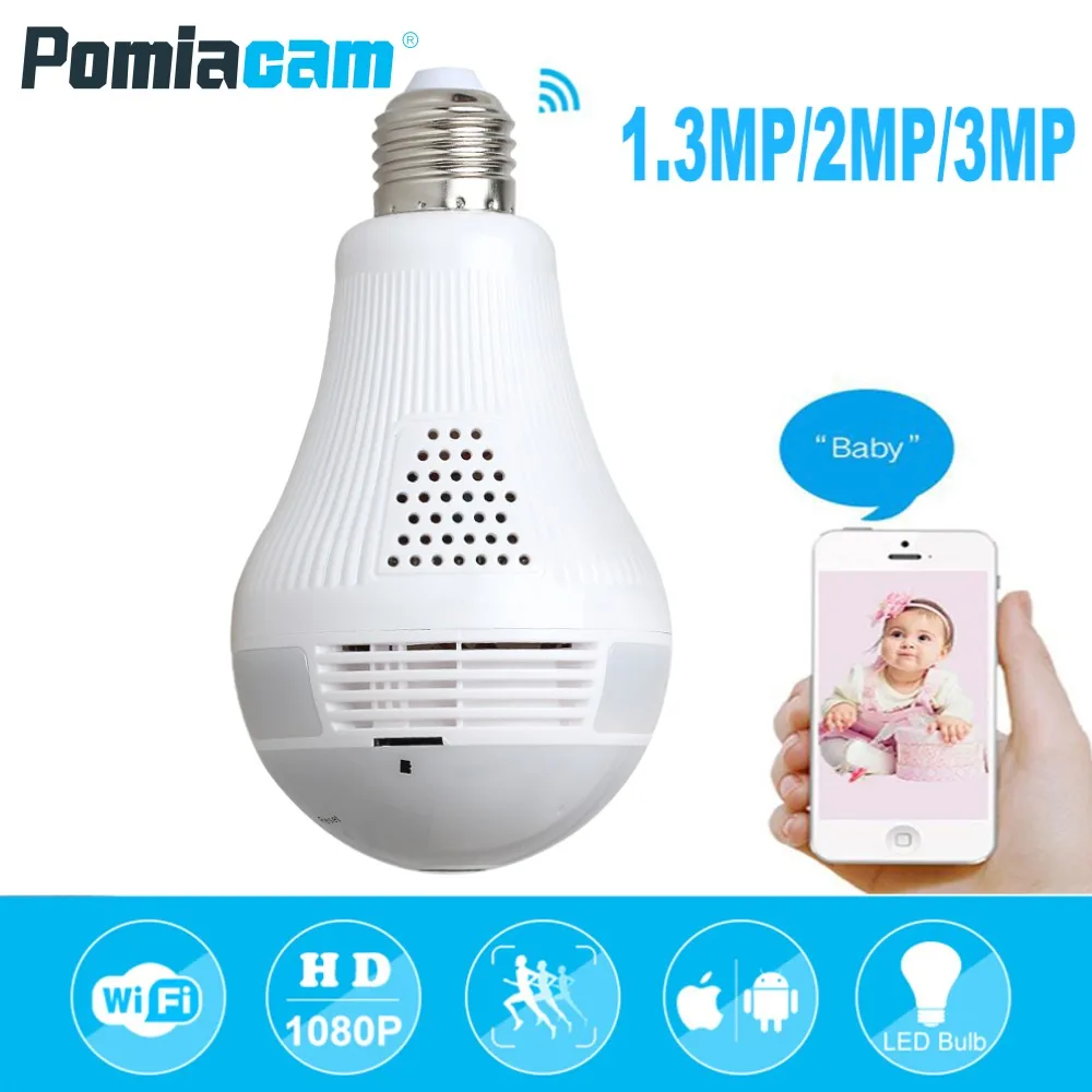 1.3MP 2.0MP 3.0mp 360 градусов панорамная wifi камера беспроводная IP лампа мини Умный дом 3D VR