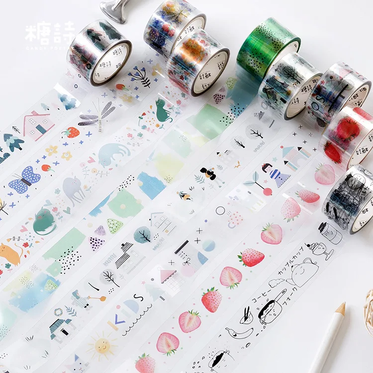 

25mm*3m bronzage strawberries butterfly fox and rabbit PET washi tape diy ablum diary scrapbooking label adhesive tape sticker