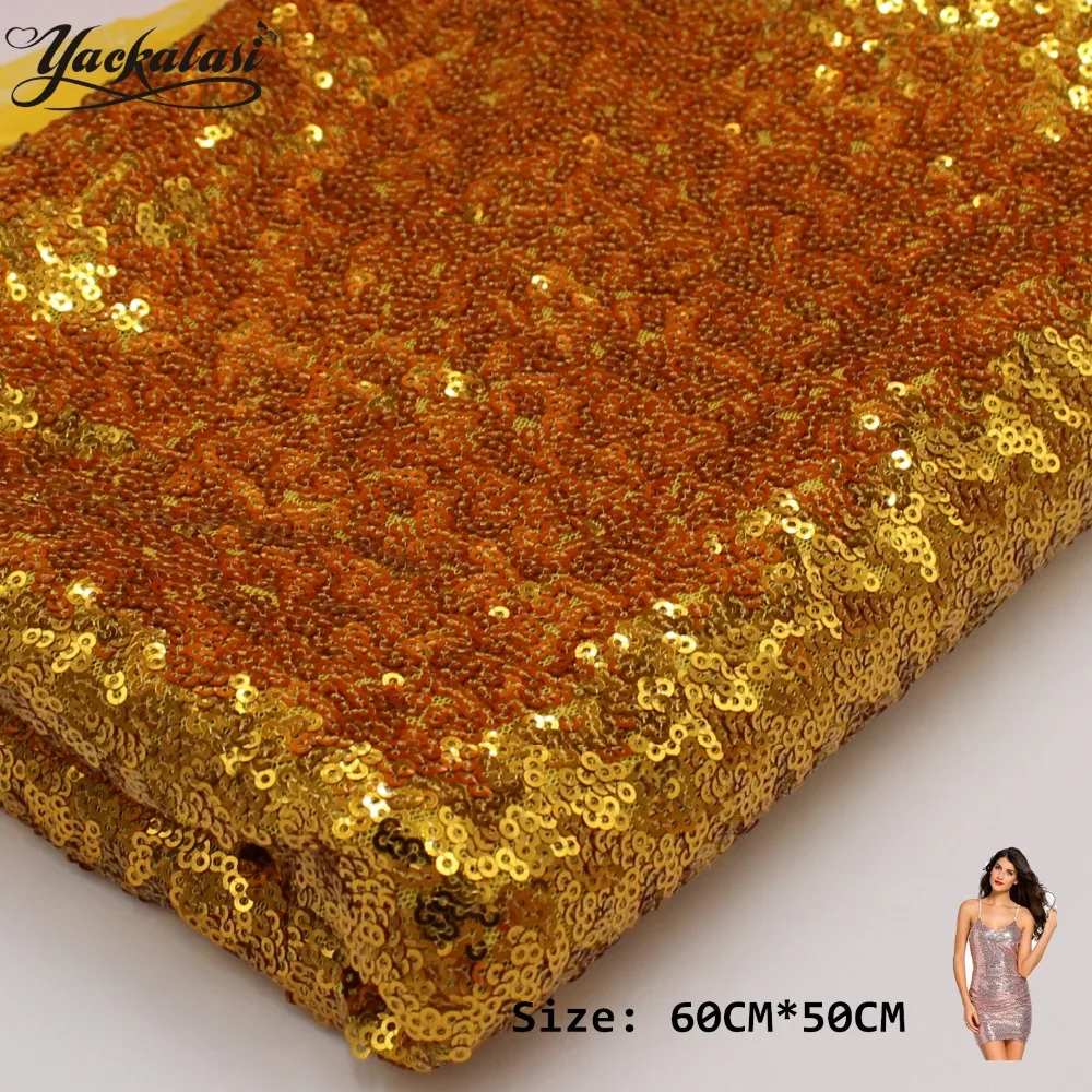 

1/2 Meters Sequined Fabric Embroidered Lace Fabric Cutting Piece 132CM*50CM 3mm Sequins Sparkerly Gold Silver Netting Base