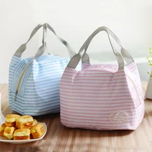 Новая мода полоса холст оловянные изоляционные сумки для ребенка еда, молоко Термосумки для детского питания взрослые Ланч мешок для офиса на открытом воздухе путешествия