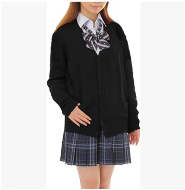 Japan School Cardigan School Uniform Knit Sweater Girls Long Sleeve V